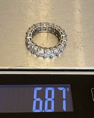 vintage ADI 925 Sterling Silver Crystal Eternity Band Oval CZ Ring size 6