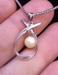 Vintage 12K Gold Filled 24 inch Chain Necklace W/ 925 Pearl Pendant