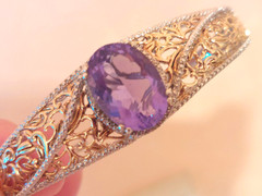 STS FILIGREE BLUE SPINEL COLOR CHANGE 925 SILVER CUFF BRACELET 7.75 ”