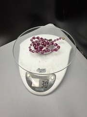 Czech Deep Fuchsia Pink & Clear Faceted Graduated Bead Necklace Vintage 17” 30g