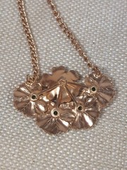 Vintage Gold Tone Floral Necklace Green Faux Jade MCM 1950s 1960s Jewelry Retro