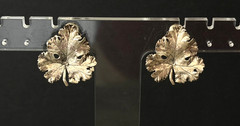 Silver Tone Detailed Grape Leaves Clip Back Earrings Lightweight Vintage