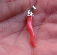 Christmas gift lucky horn Italian Silver Gold And Genuine Red Coral Mediterranea