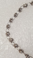 Vintage 925 Sterling Silver Filigree Link Bracelet Sunflowers Signed MK 5354
