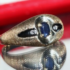 10k yellow gold 0.30ctw natural diamond ring sapphire sz 10 heated 2.63g Romance