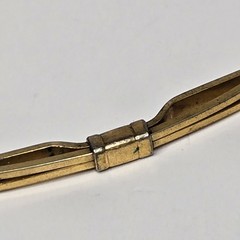 Vintage Heraldic Gold Tone Collar Bar Pin Tension Clip – Mid Century Traditional
