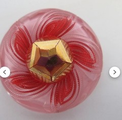 Large Vintage Glass Pinwheel Red Pink Button Made To Be Pin Brooch 1 3/4 Inch