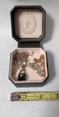 Vintage Juicy Couture 3 Charm Necklace Purse Ring Glasses & LOVE Bracelet in BOX