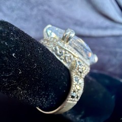 Vtg Sterling Silver Ring .925 Sz 6.5 Marquis Clear Stone Cocktail Statement