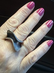 Brutalist Contemporary Sterling Silver Flowing Wave Silhouette Ring Size 10