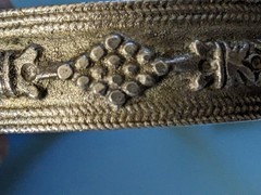 Vtg Israel Silver Cuff Bracelet 46 Grams Grapes & Palm Tree Hinged w/Pin Judaica