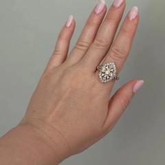 Vintage1890s Victorian Style LabCreated Diamond Circa Engagement 14K GoldFN Ring