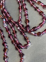 Genuine Almandine Garnet Unusual Geometric Rhombus Bead Necklace Clasp-Free 36″