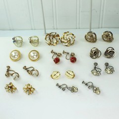Collection 15 Pairs Earrings Screw Clip Unmarked Good Quality RS Dangle Filigree