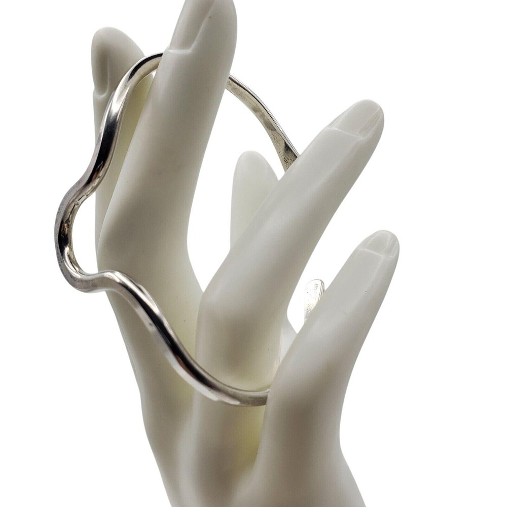 Sterling Silver Cuff Bracelet Modernist Abstract Sculptural 925 Bangle 15g Vtg