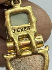 J Crew Dangle Earrings Geometric Design Acrylic Brown Green Gold Tone Post 1.50″