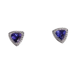 4.64ctw Tanzanite Diamond Gold Stud Earrings