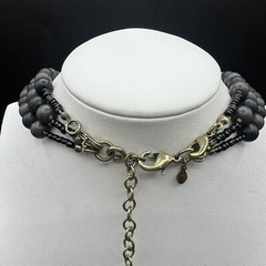 Premier Designs Black Glass & Gray Acrylic Beaded Multi Strand Necklace