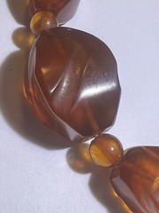 Great Vintage Cognac Natural Baltic Amber Carved Faceted Graduated Necklace