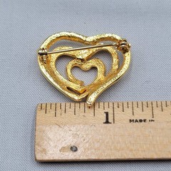 Vintage Triple Heart Danecraft Brooch Gold Plated 1.25″