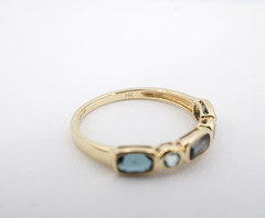 Vintage Sapphire Topaz Half Eternity Band Ring 14k Gold Sz 8.25 Natural RG5316