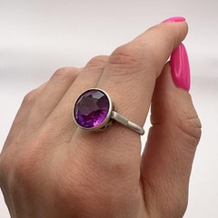 Vintage USSR Sterling Silver 875 Women’s Jewelry Ring Pink Topaz Size 9