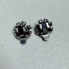 Vintage Silver Tone Aurora Borealis (AB) Rhinestone Cluster Clip-On Earrings
