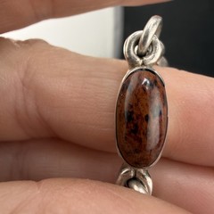 Vintage Taxco 950 Silver Bracelet Polished Stone 7”