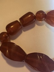 Great Vintage Cognac Natural Baltic Amber Carved Faceted Graduated Necklace