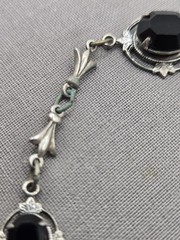 Vintage Black Crystal Art Deco Victorian Revival Bracelet Sadie Green 7 Inches