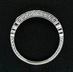 Vintage Retro Circa 1880s Art Deco Style Lab-Created Diamond Wedding Silver Ring