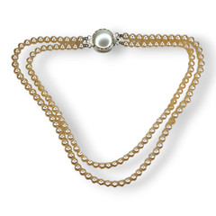 Vintage Sarah Coventry Faux Pearl Two Strand Necklace Reversible Clasp