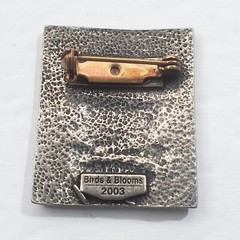 Vintage 2003 Birds and Blooms Pewter Sunflower Seeds Package Brooch Pin