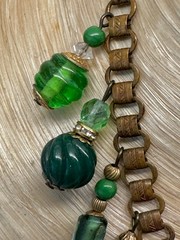 VINTAGE UNSIGNED MIRIAM HASKELL BOOKCHAIN NECKLACE BIB VARIED GLASS TASSEL DROPS