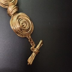 Vintage Runway Chunky Gold Tone Swirl Chain Belt Necklace & Bracelet Set 60s 80s