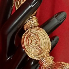 Vintage Runway Chunky Gold Tone Swirl Chain Belt Necklace & Bracelet Set 60s 80s