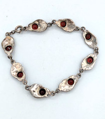Vintage Bracelet Sterling Silver Garnet Marcasite Link 925