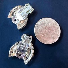 Weiss Earrings Rhinestone Clip On Clear Navette Signed Vintage Mid Century