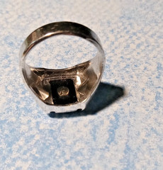 Art Deco Sterling H Monogram Initial Signet Style Ring Size 7.25