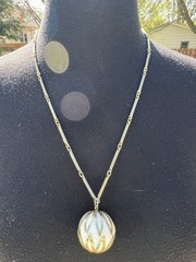 Sarah Coventry Gold And White Orb Necklace, 24”, Vintage