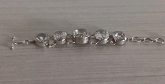 Sterling Silver Large Faceted Clear Crystal Round Link Bracelet Heavy 6 3/4″-8″