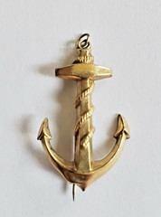 Vintage Pin Brooch Anchor Mariner Pendant Silver/Gold Tone