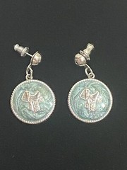 Vintage Pair Turquoise Horse Saddle Drop Hook Earrings Cowgirls