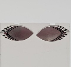Vintage Speidel Silver Tone Eye Shaped Bullet Back Cufflinks