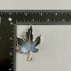 Vintage Silver Tone Blue Autumn Leaf 2.5″ Brooch Fall