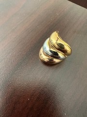Vintage Art Deco 18 KT H.G.E. Tri-Color Band Ring. Size 7.5-8. Band width 25 mm