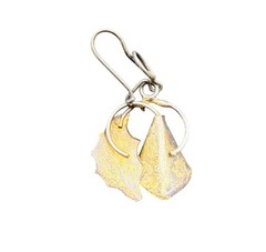 Vintage Earrings Calla Lily Pearl Leaf Textured Silver Tone 1.5 inches