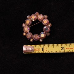 Lot of 4 Jelly AB Vintage Brooches 1.5-2.5″ Capri Pink Purple Green Teal Orange