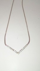 Vintage Monet Silver Tone Rhinestone V Shape Chevron Necklace Herringbone 15 in