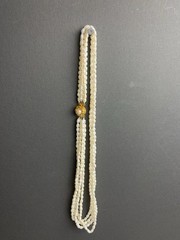 Vintage 5 Strand 23” Freshwater Pearl Necklace Sterling Silver Flower Clasp